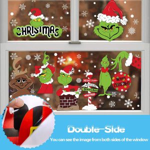 Grinch Window Clings Christmas Window Clings 8SheetGrinch Christmas Decorations Christmas Window Sticker Grinch Window Decals Grinch Window Stickers Home School Office Grinch Party Supplies