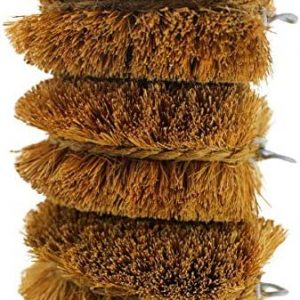 Pack of 3 Tawashi Vegetable Brushes Natural Coconut Fiber, Japanese Design, Ideal for Fruits, Veggies and Household use with Wire Hanging Loop by SKARBY