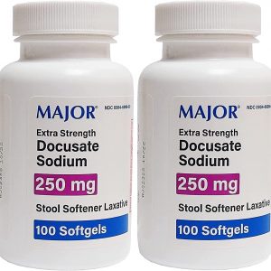 Rocksonly 2 Pack Docusate Sodium 250mg Major Stool Softener Laxative Softgels.